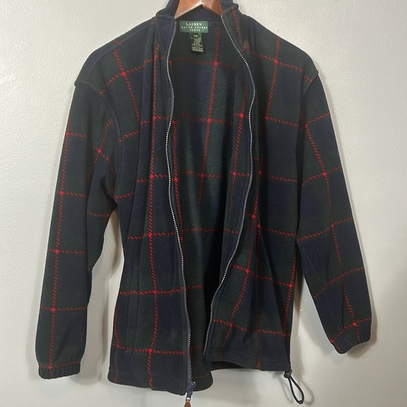 Vintage 90's Ralph Lauren Plaid Full Zip Fleece Unisex Jacket Petite M - Picture 8 of 14